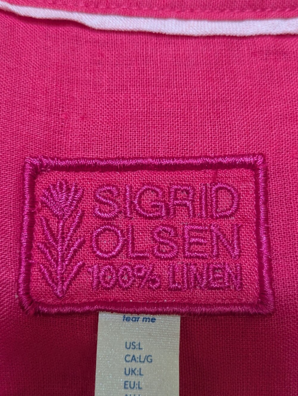 Sigrid Olsen Dark Pink Linen New Large Long Sleeve Top Shirt Blouse - Picture 2 of 11